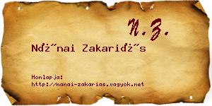 Nánai Zakariás névjegykártya
